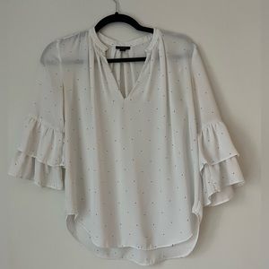 ANN TAYLOR BLACK AND WHITE POLKA DOT TOP